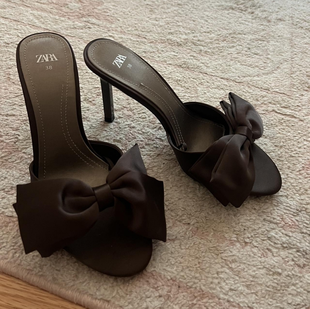 Zara Brown Bow Heels